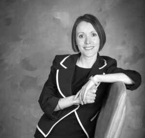 Catherine Rustomji pictured in black and white