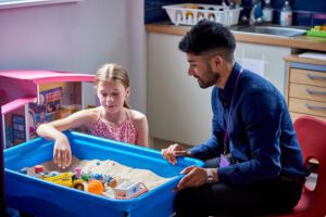 Support worker and young client at Burton House, Harrogate